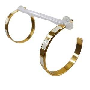J. Crew Hoop Earrings Enamel in Cream and Gold Post Back Earrings